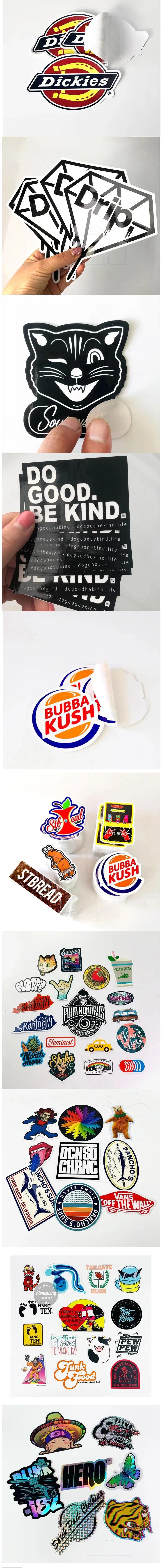 Can Add Logo UV Resist Printing Waterproof Durable White Vinyl PVC Self-Adhesive Die Cut Customized Logo Sticker Custom Stickers