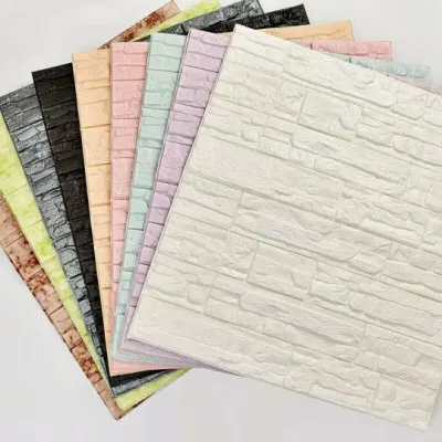 Rosa weiße PE-Wandpaneele, 3D-Ziegelstein-Tapete, 3D-Schaum-Wandaufkleber für Heimdekoration